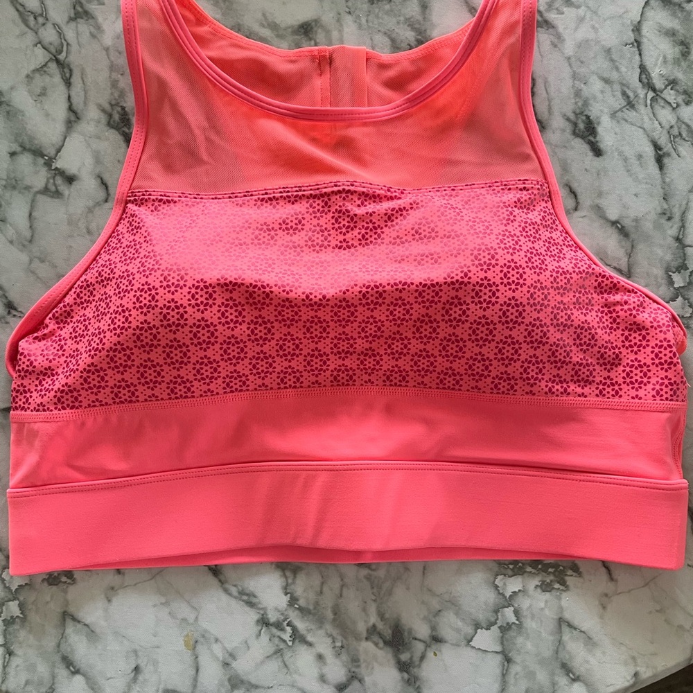 ZYIA Pink Sports Bra with Geometric Mesh Design
